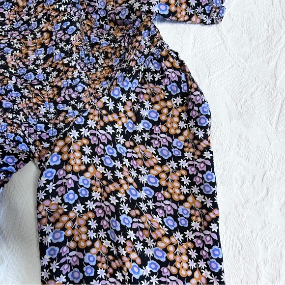 Miss Selfridge Mini Dress Women's Size 8 Ditsy Floral Long Sleeve Black Brown - Picture 10 of 12